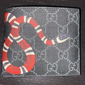 Mens snake print Gucci wallet